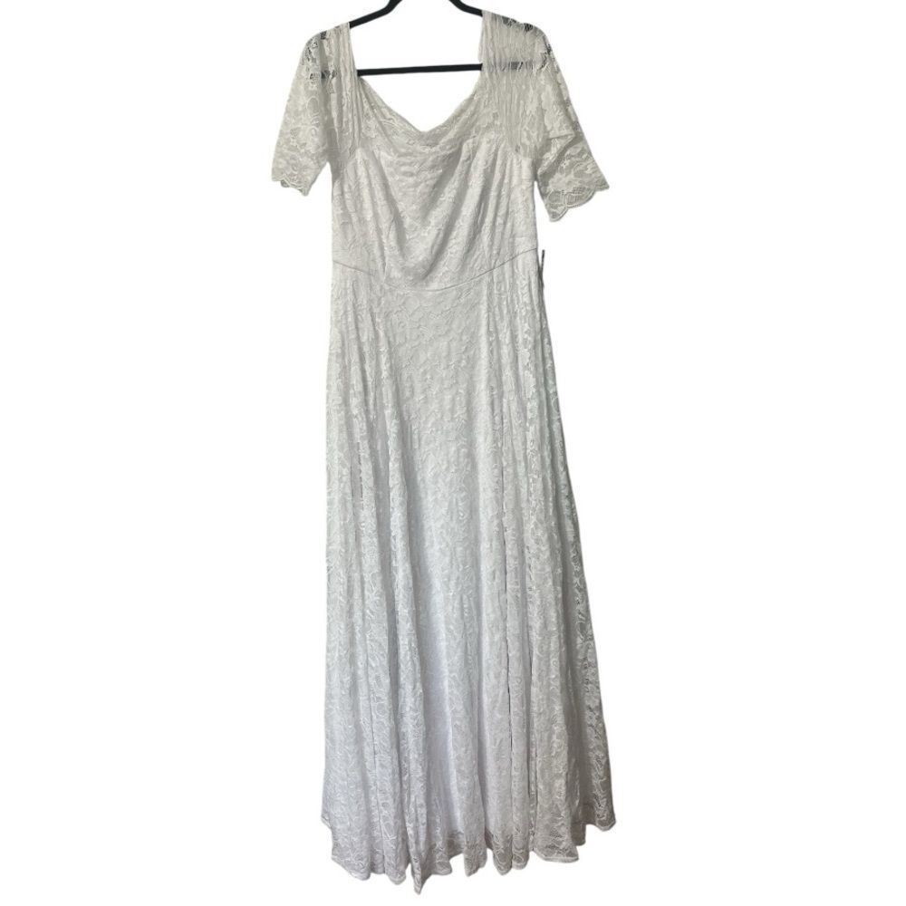 TORRID 14 White Lace Off Shoulder A-Line Wedding Dress NWT - Picture 6 of 12